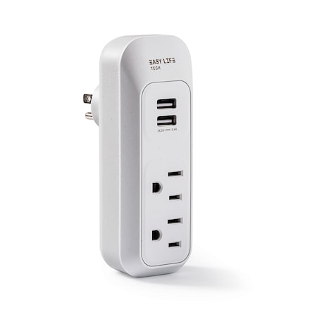 2 AC Outlet 2 USB Wall Plug Adapter Ideal For Home, Travel Work